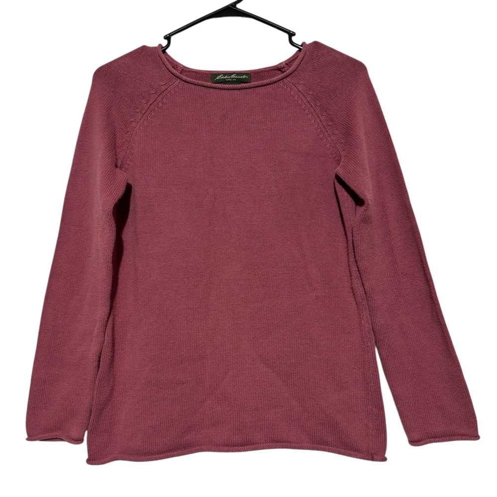 Eddie‎ Bauer avg Rill Beck Sweater Size XS Mauve Pink Raglan Cotton Spring Fall